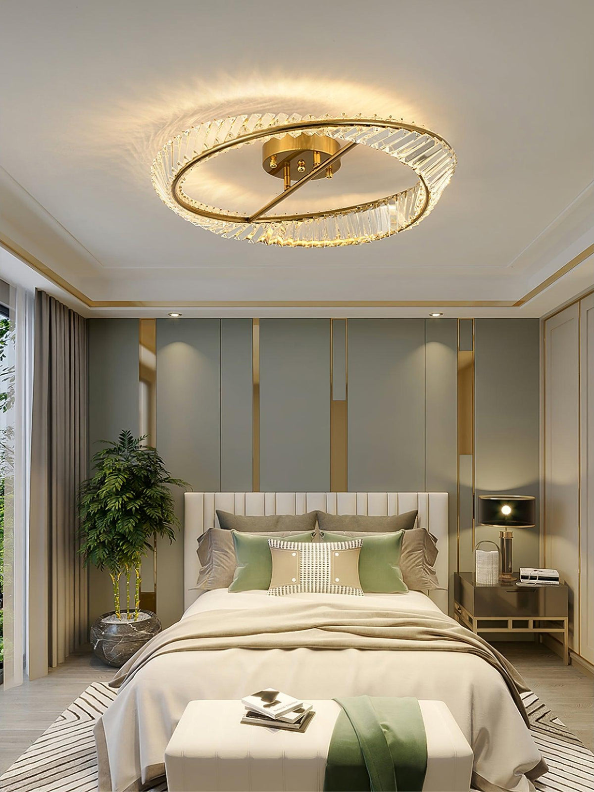 Elyaniella Ceiling Light Crystal Rings Stainless Steel