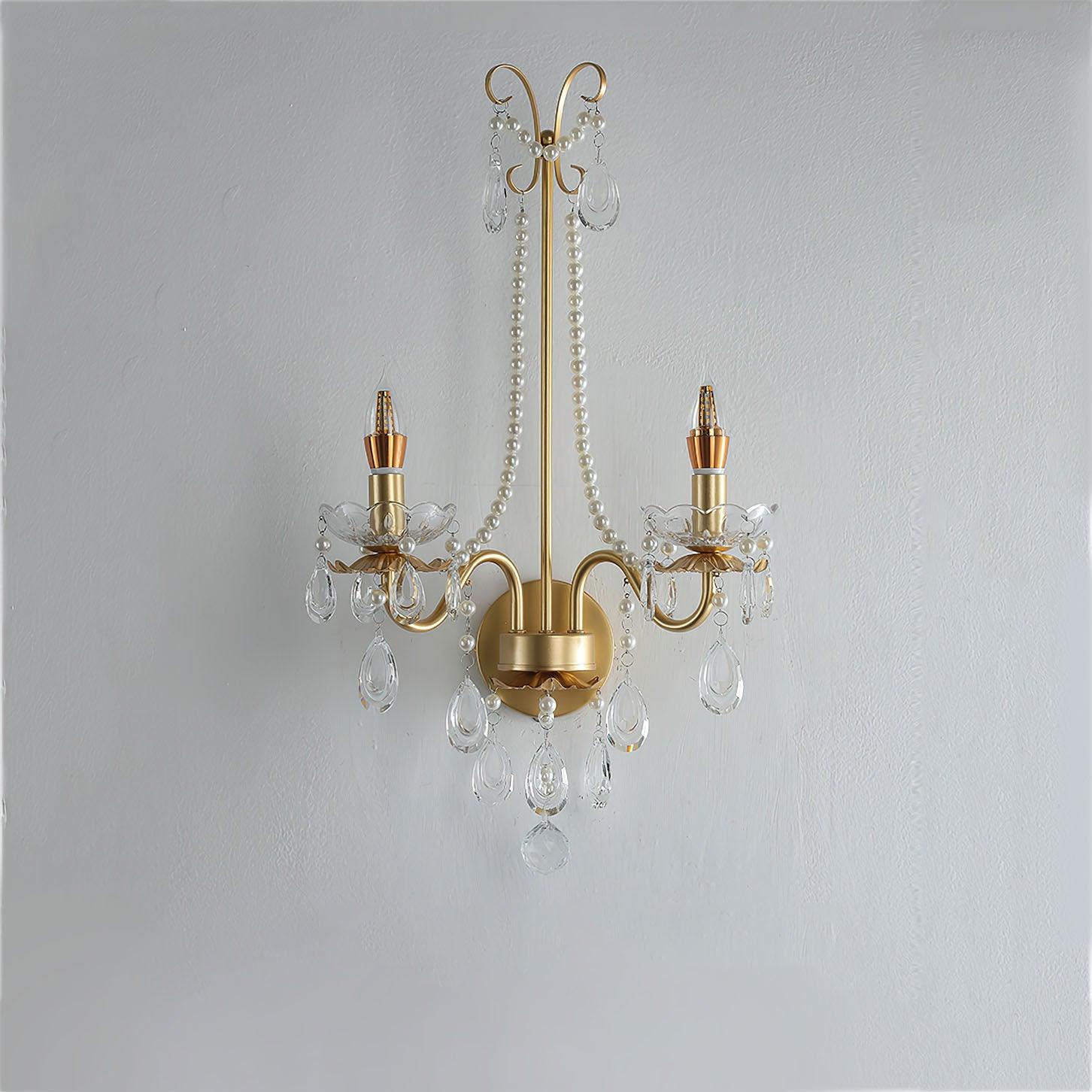 Nydoraris Elegance Pearl Chain Crystal Wall Lamp