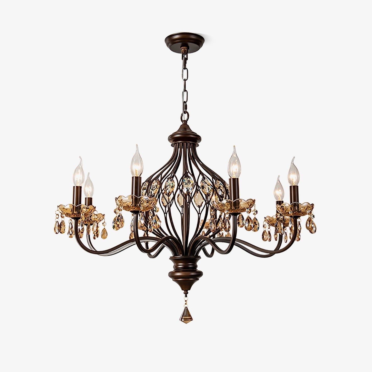 Enorel Vintage Bronze Crystal Chandelier