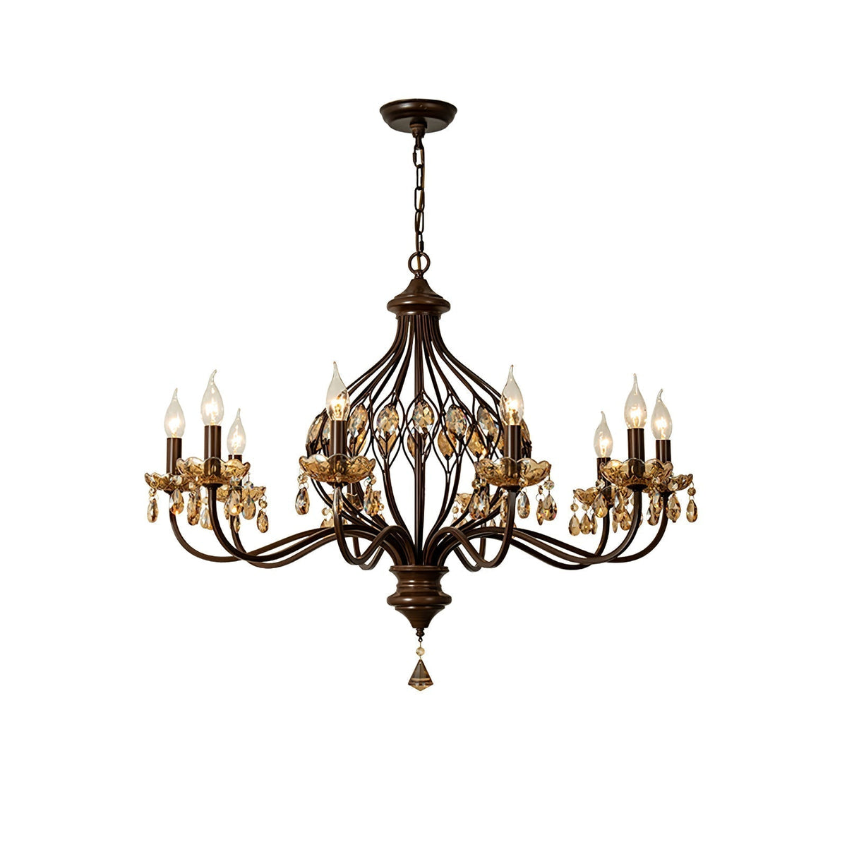 Enorel Vintage Bronze Crystal Chandelier