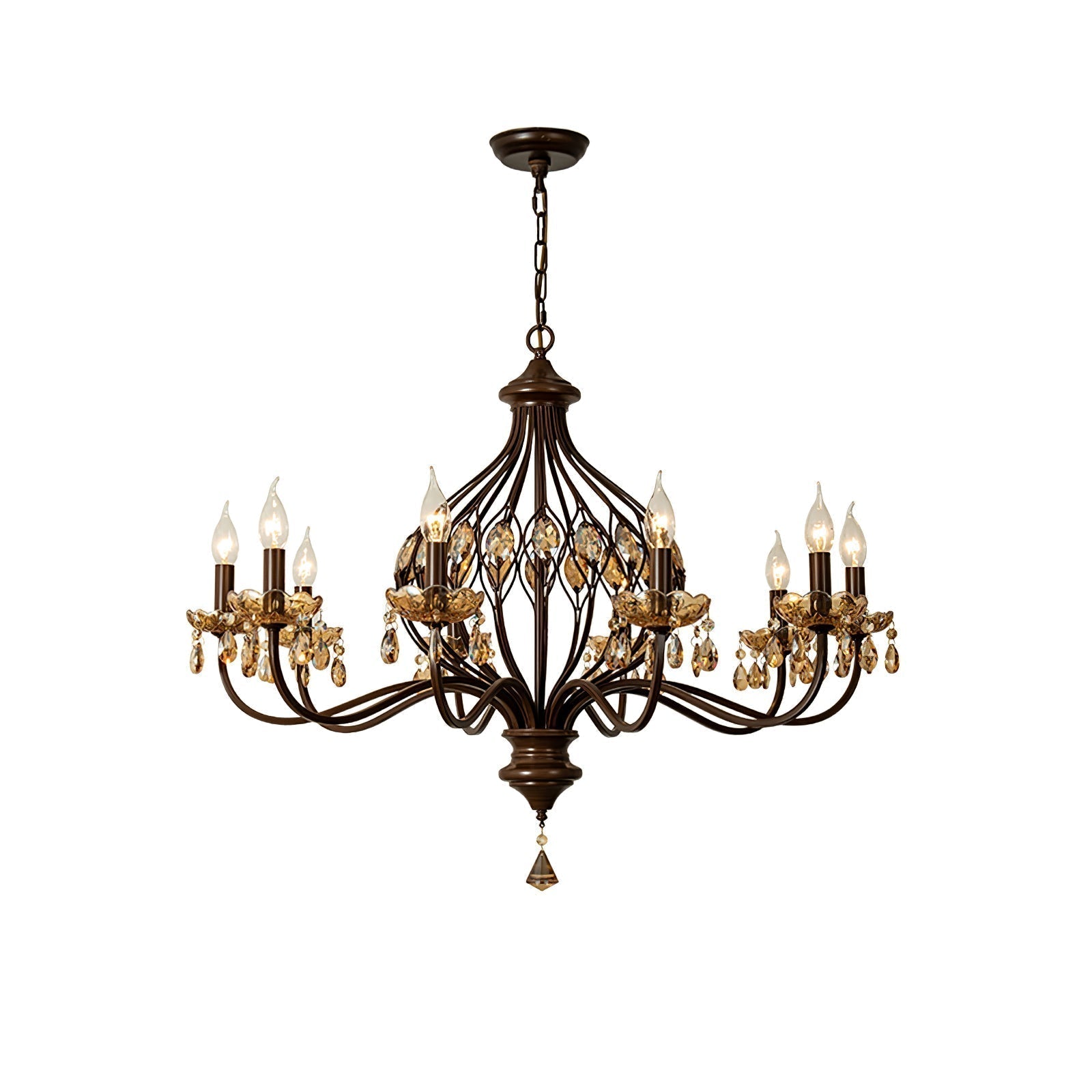 Enorel Vintage Bronze Crystal Chandelier