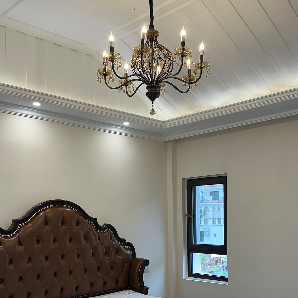 Enorel Vintage Bronze Crystal Chandelier