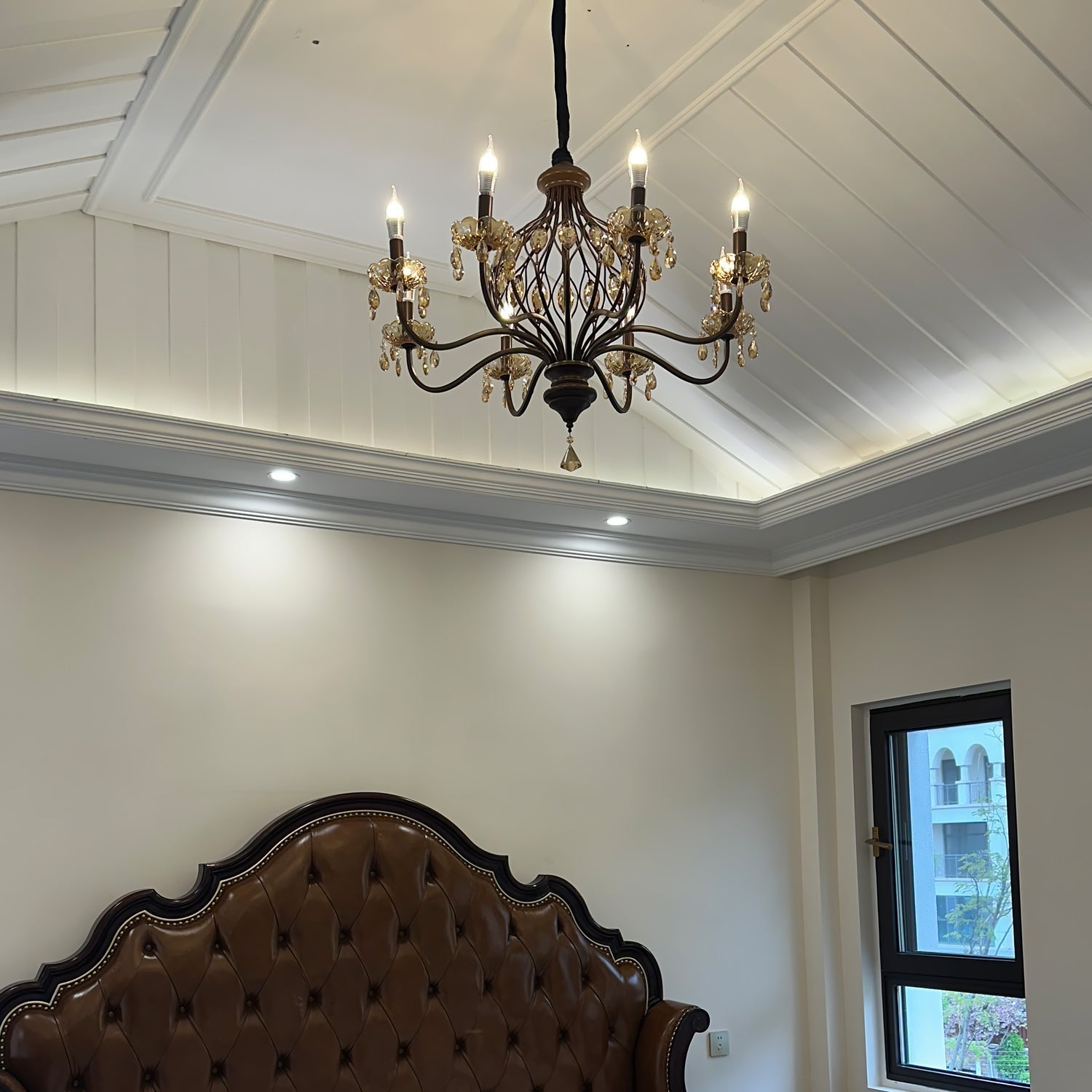 Enorel Vintage Bronze Crystal Chandelier