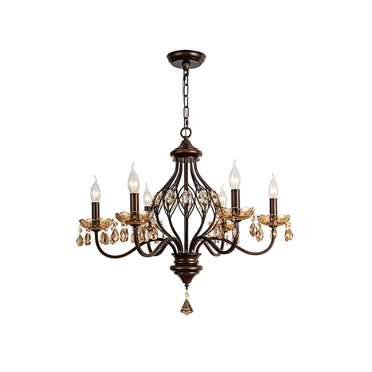 Enorel Vintage Bronze Crystal Chandelier