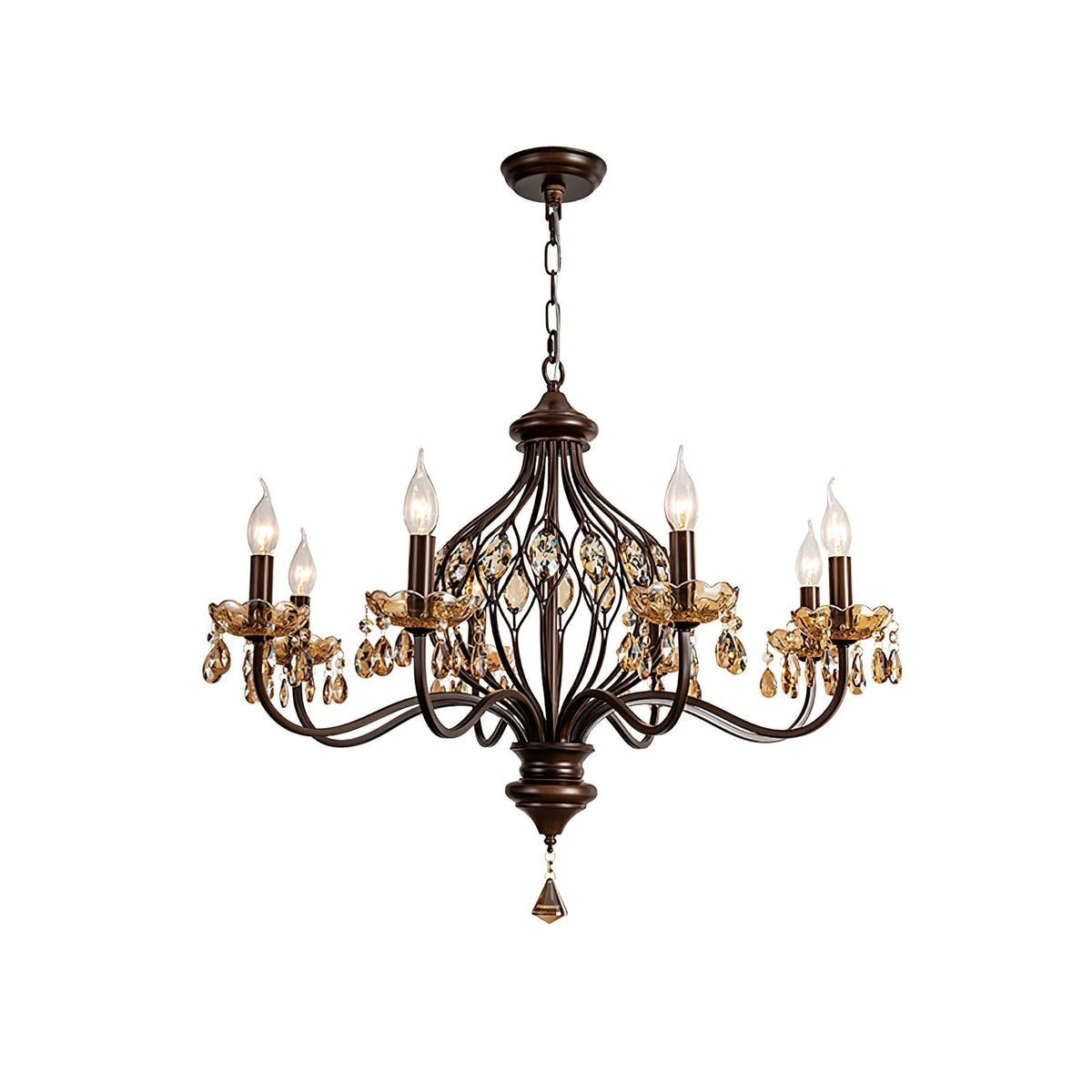 Enorel Vintage Bronze Crystal Chandelier