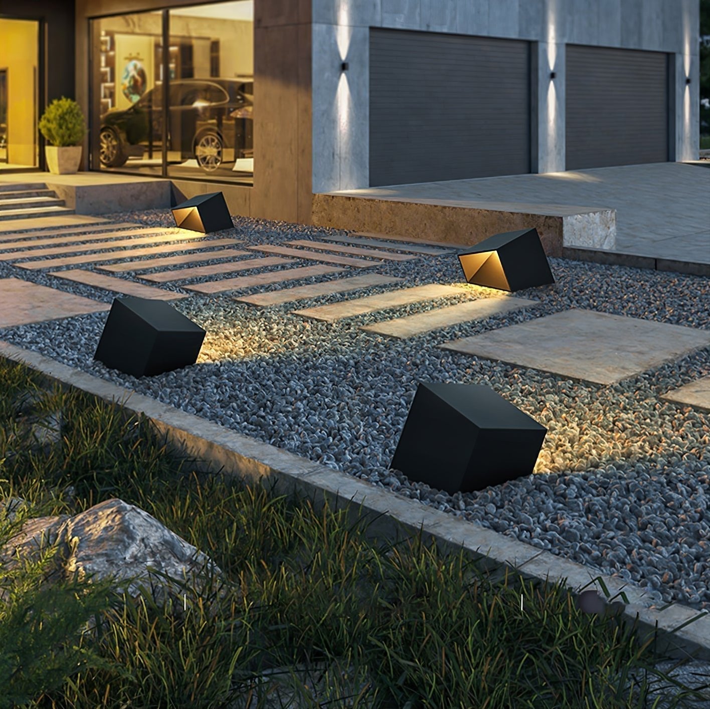 Evsore Unique Cube Garden Solar Outdoor Light