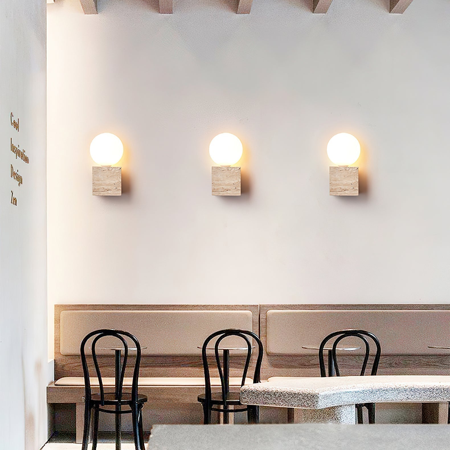 Eurlaean Cube-Base Travertine Wall Light