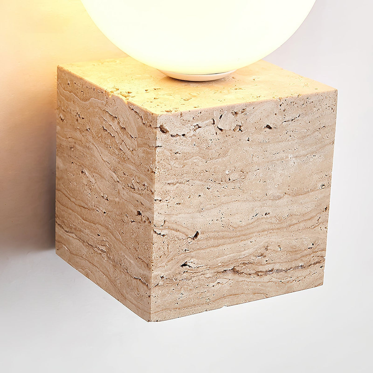 Eurlaean Cube-Base Travertine Wall Light