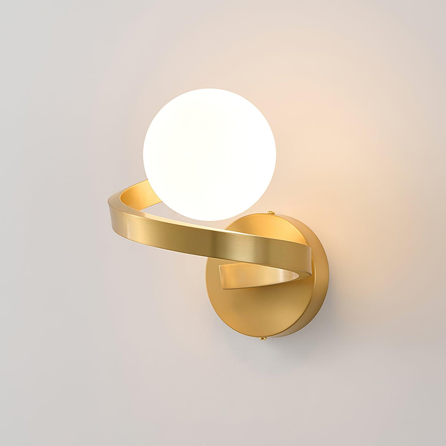 Yvian Curved Modern Minimalist Brass Glass Wall Lamp