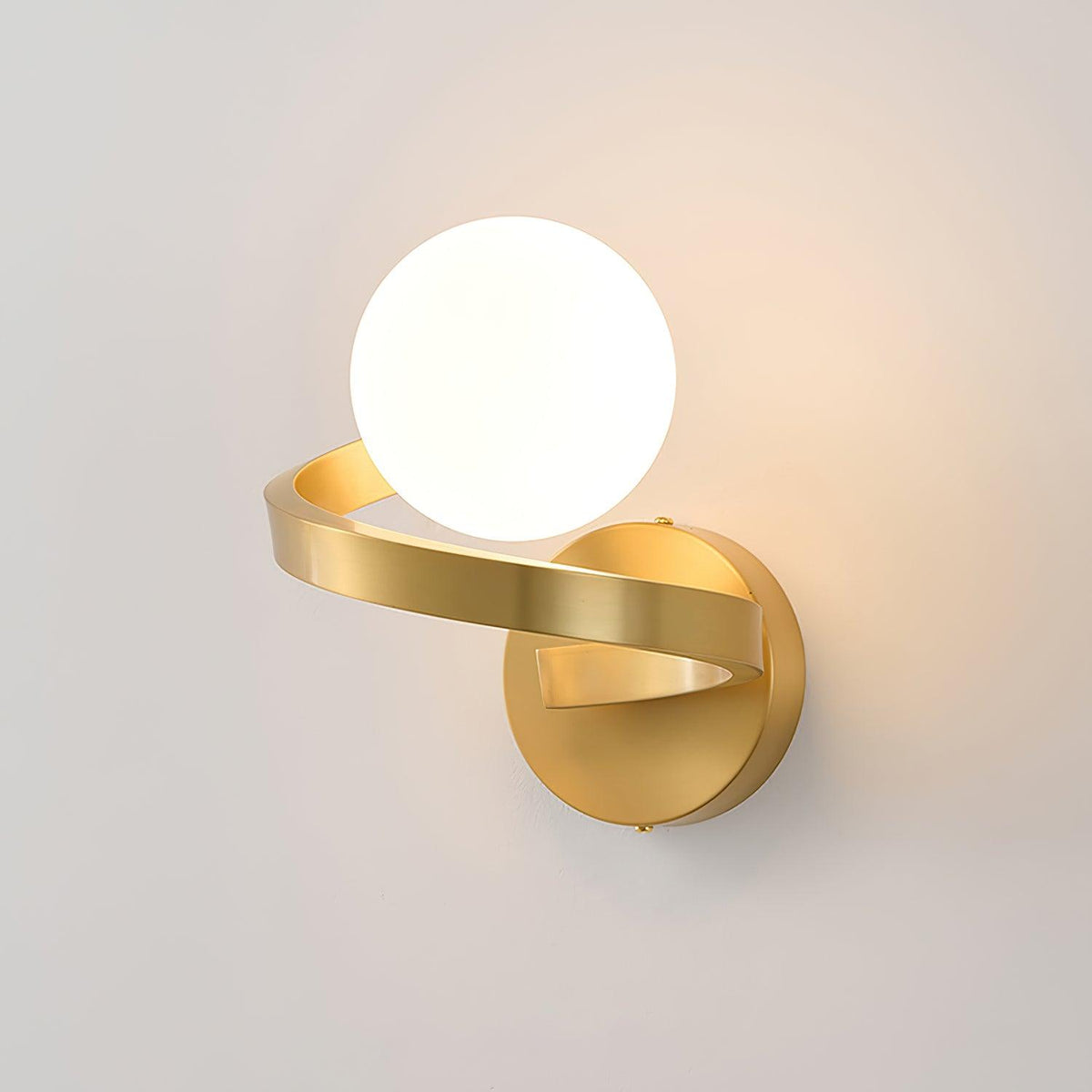 Yvian Curved Modern Minimalist Brass Glass Wall Lamp