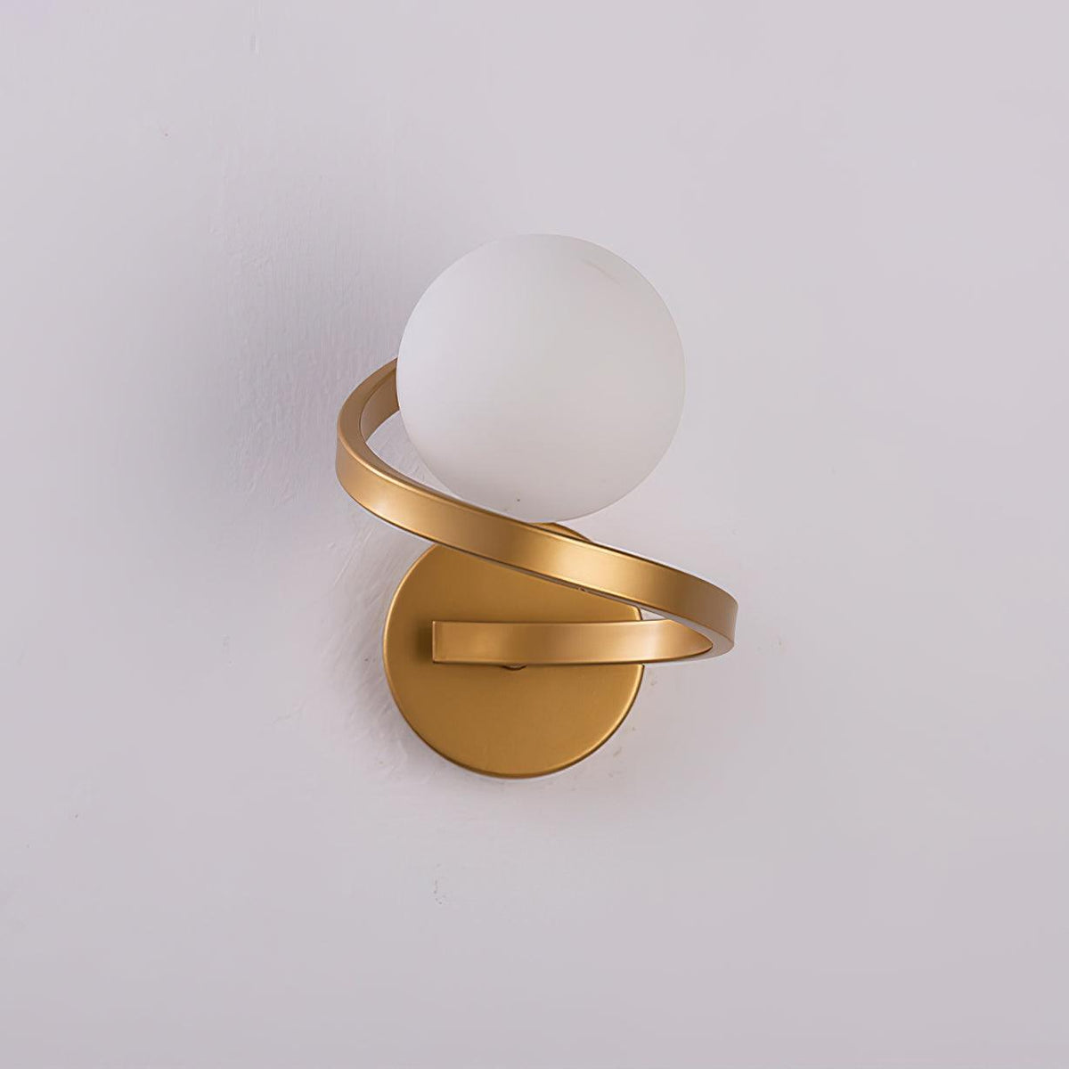 Yvian Curved Modern Minimalist Brass Glass Wall Lamp