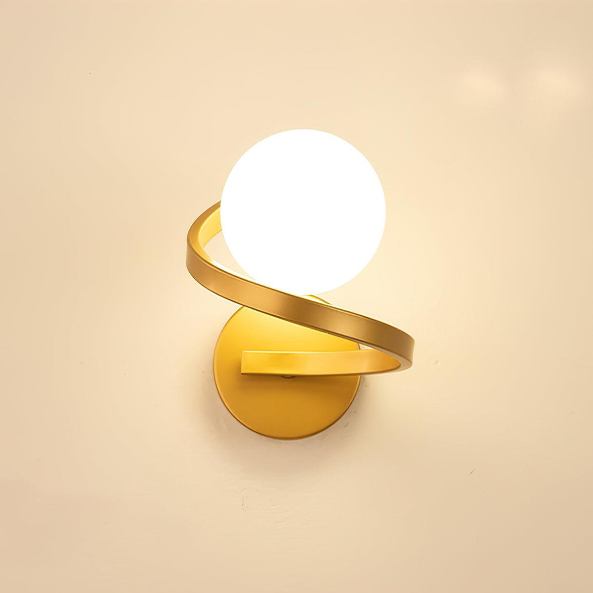 Yvian Curved Modern Minimalist Brass Glass Wall Lamp
