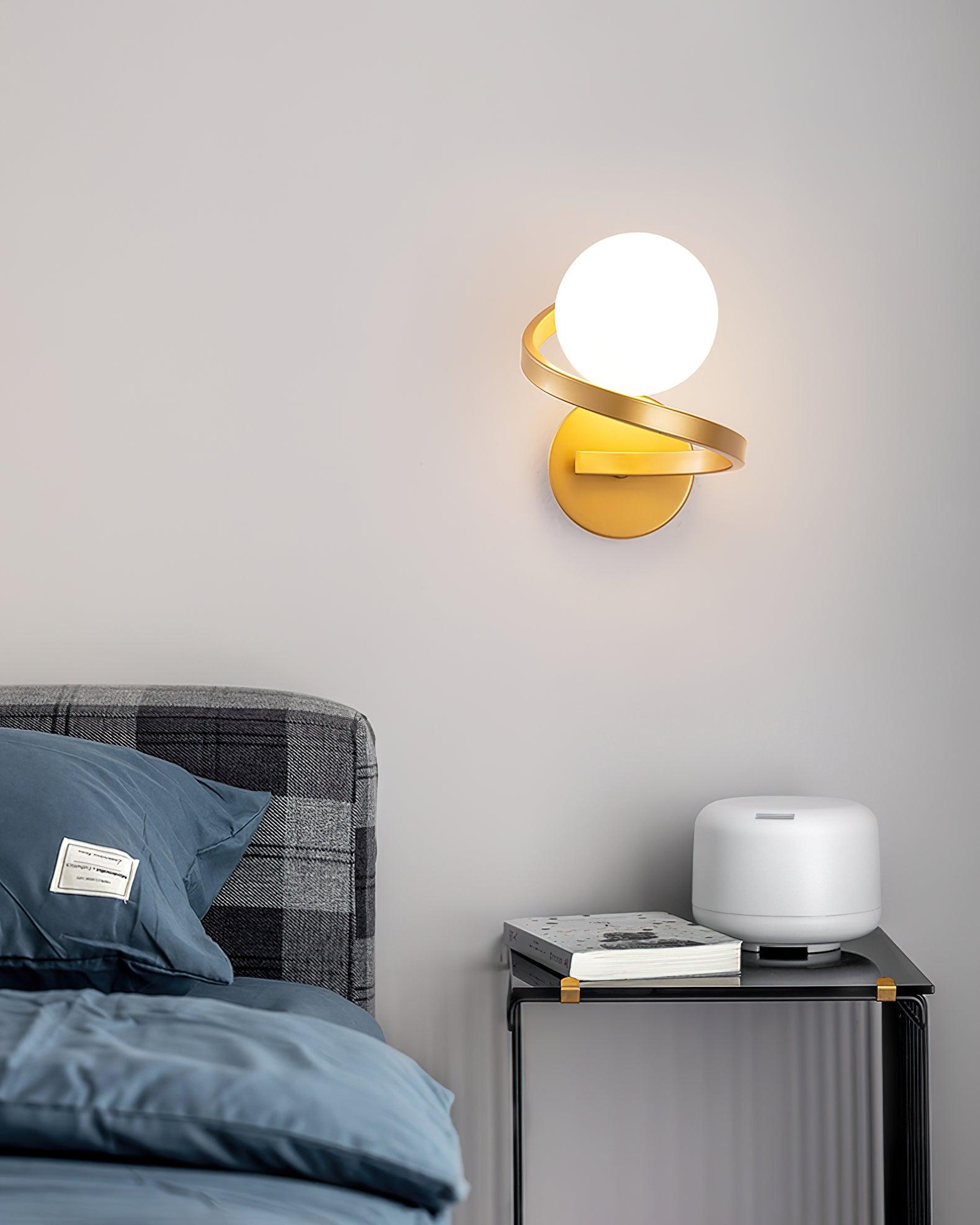 Yvian Curved Modern Minimalist Brass Glass Wall Lamp