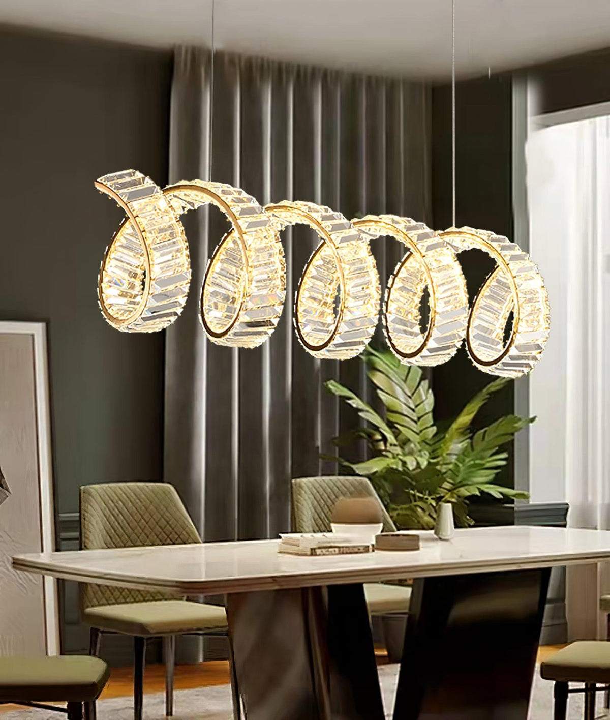 Luxielle Chandelier Curved LED Crystal Luxurious