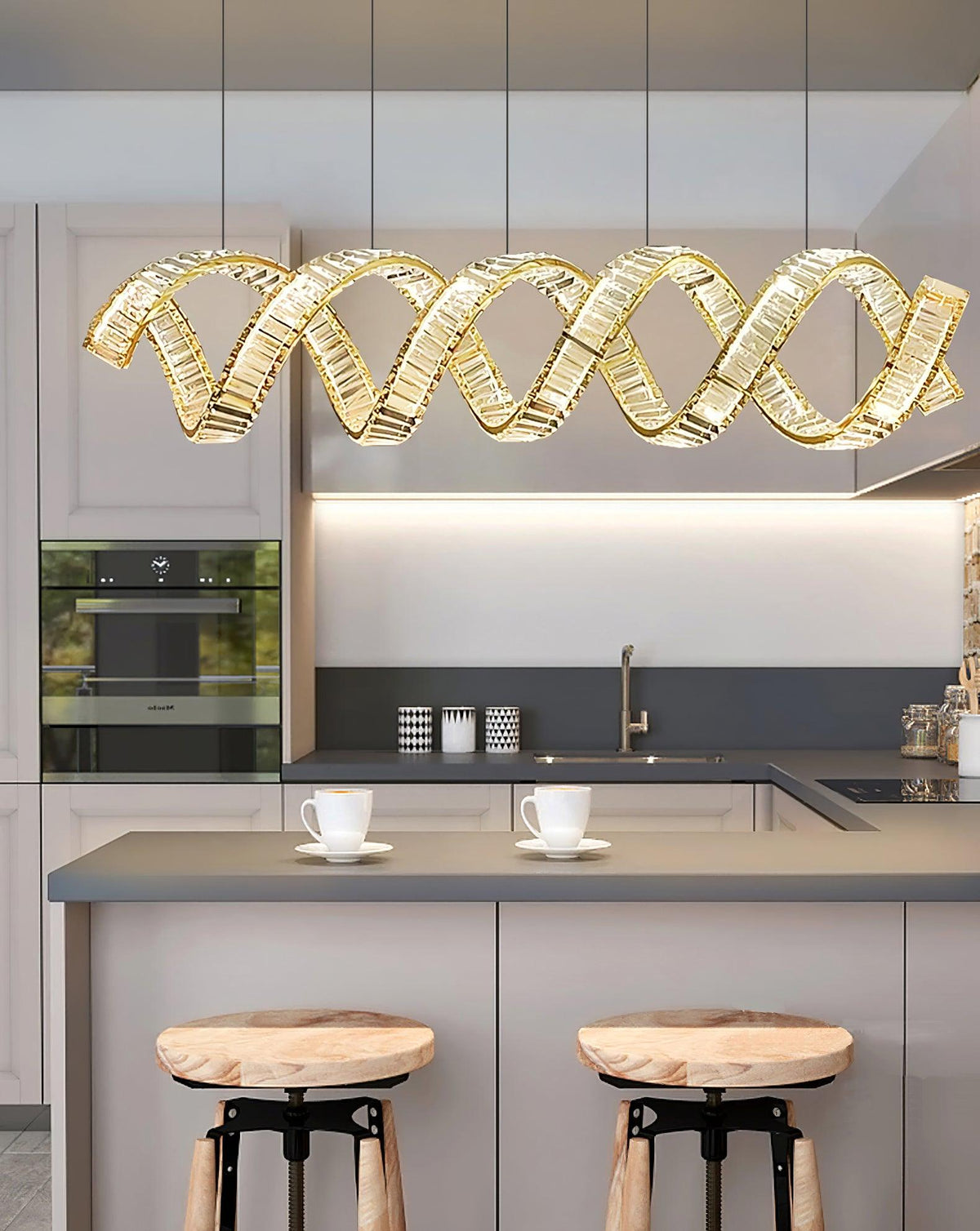 Luxielle Chandelier Curved LED Crystal Luxurious