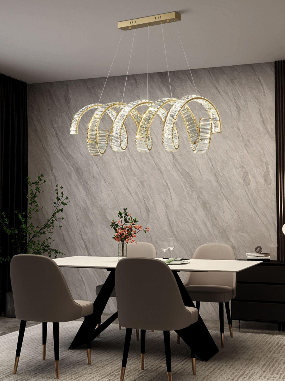 Luxielle Chandelier Curved LED Crystal Luxurious