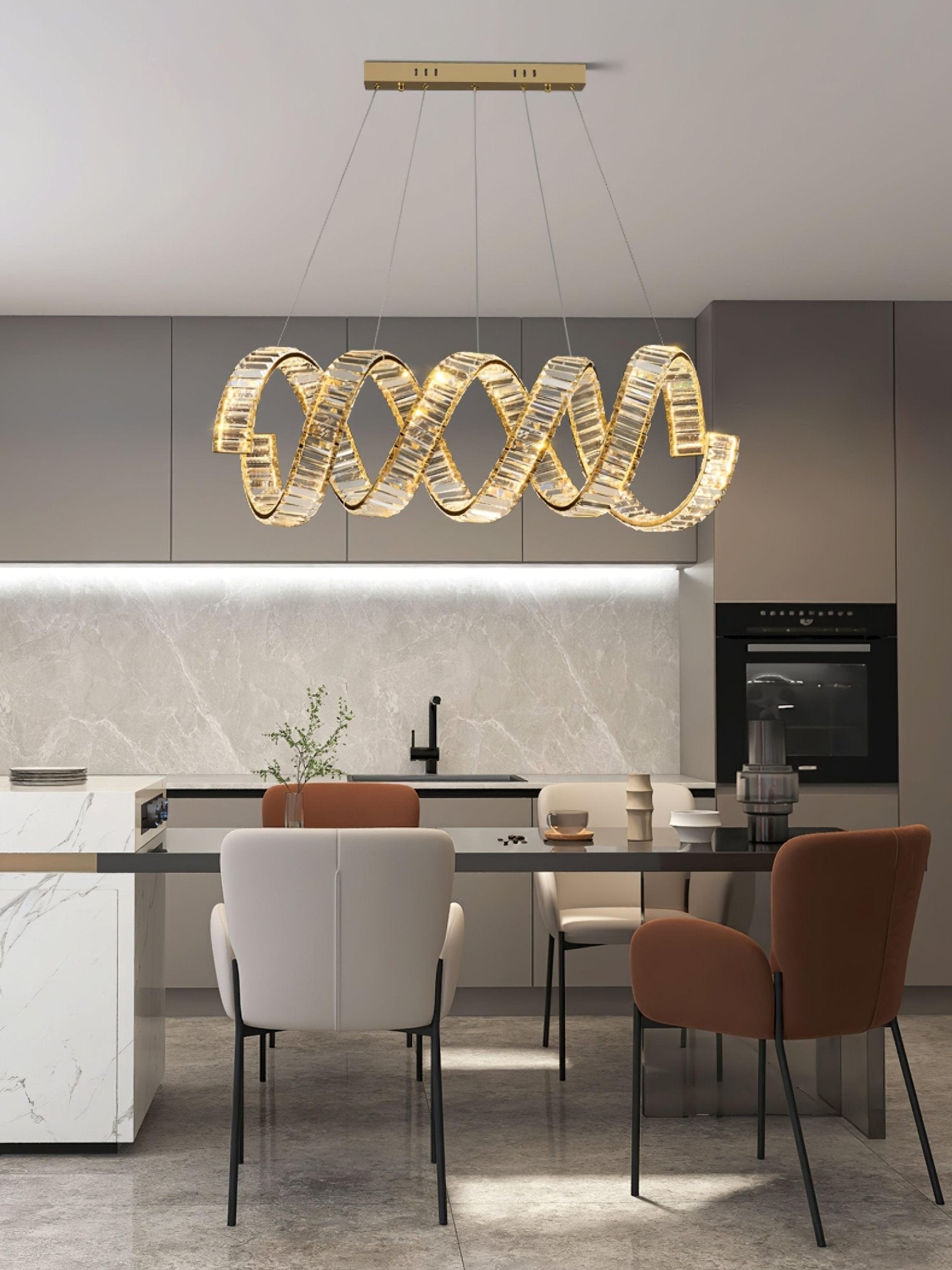 Luxielle Chandelier Curved LED Crystal Luxurious