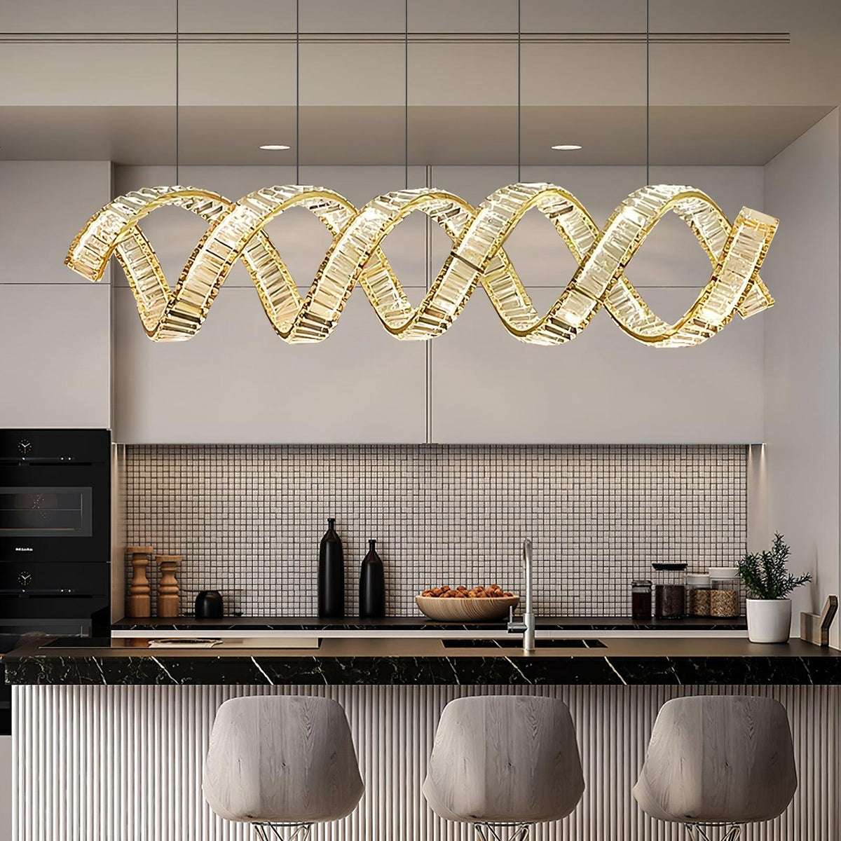 Luxielle Chandelier Curved LED Crystal Luxurious