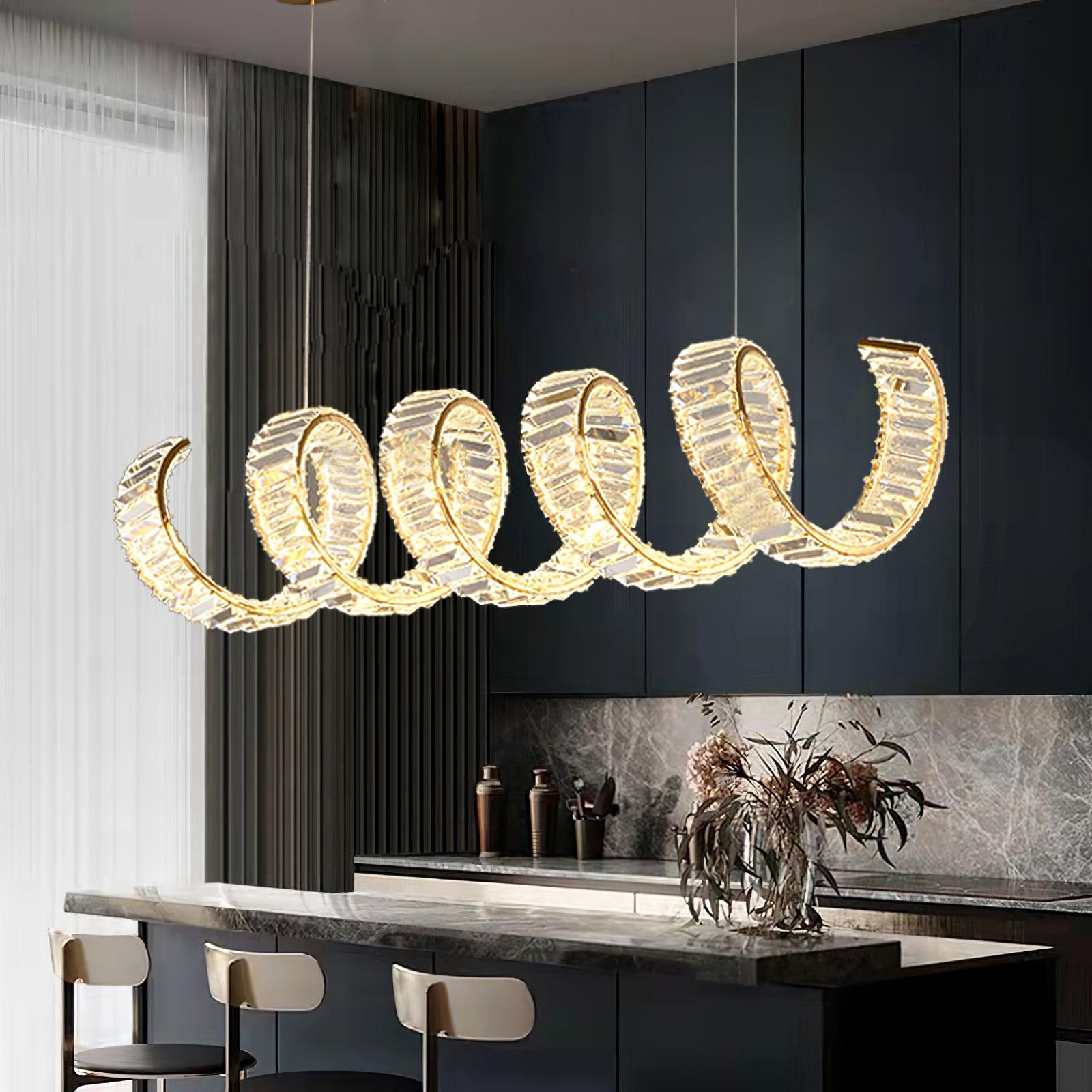 Luxielle Chandelier Curved LED Crystal Luxurious