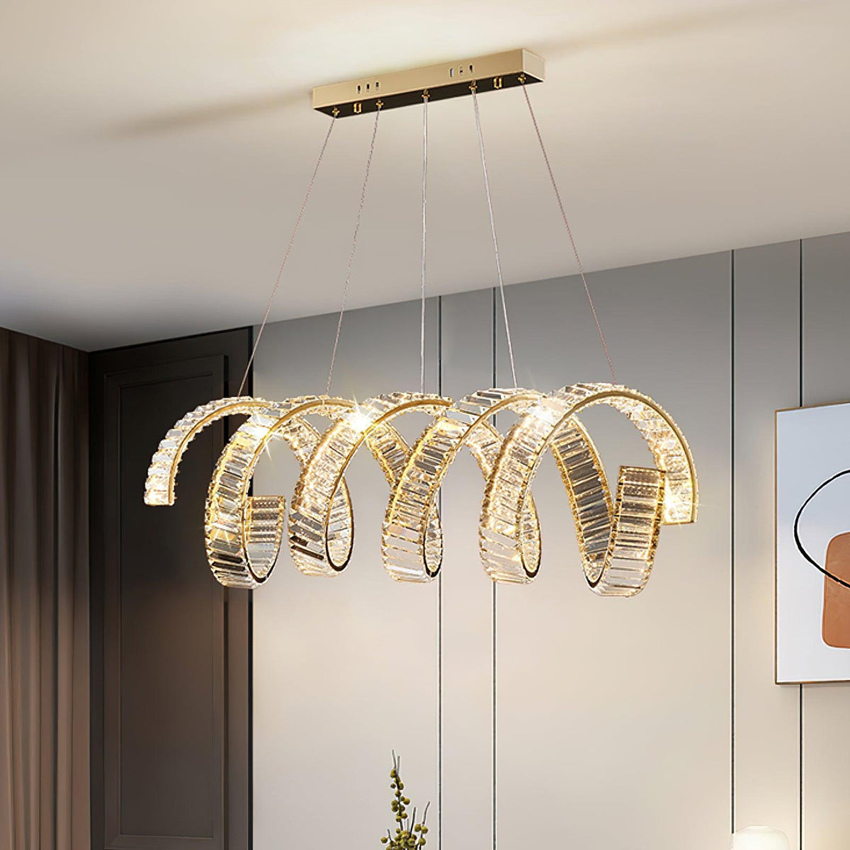 Luxielle Chandelier Curved LED Crystal Luxurious