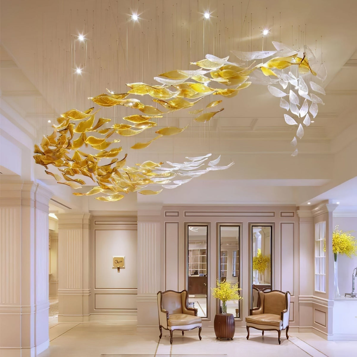 Vamararae Leaf Glass Cascade Chandelier