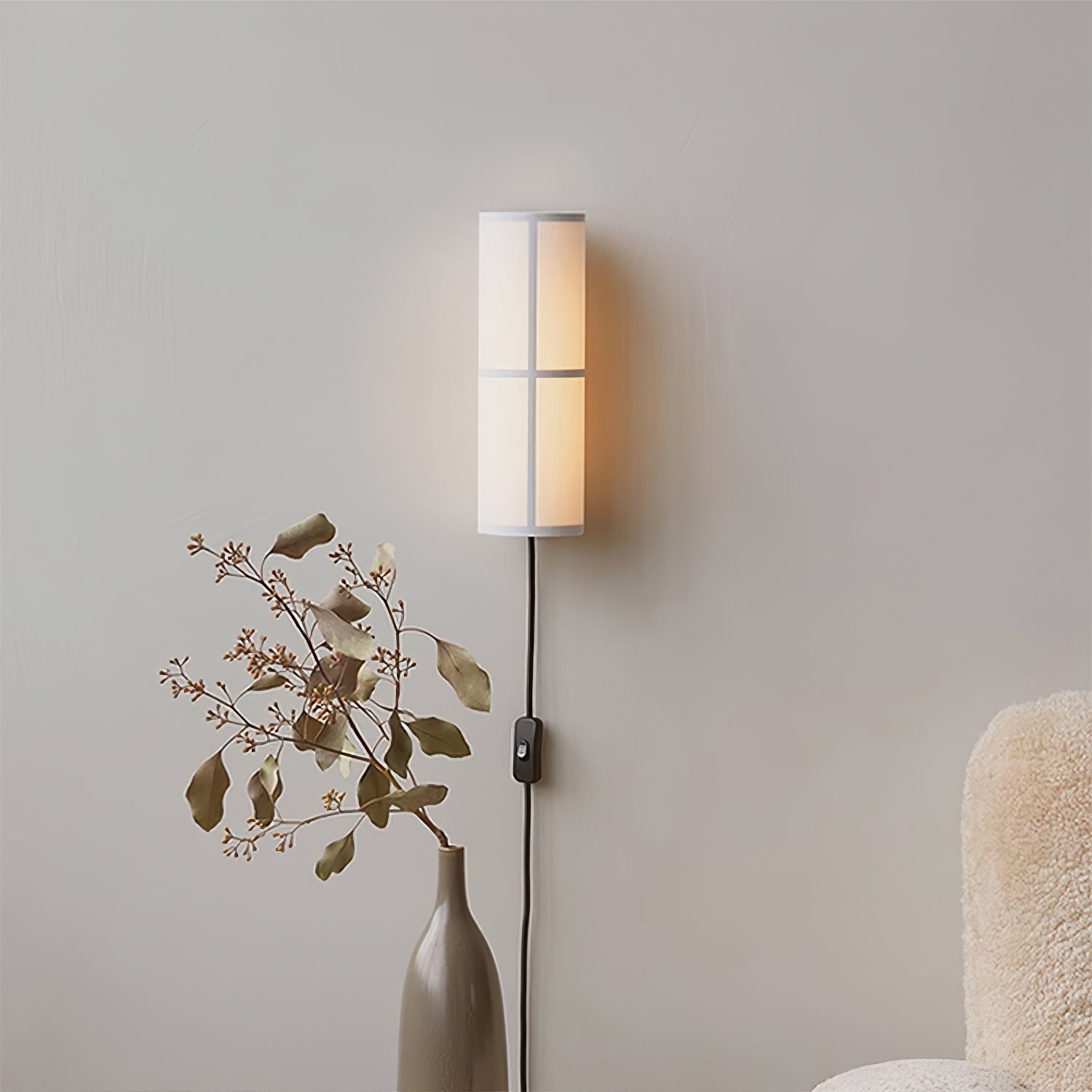 Seraniella Cylinder Nordic Art Plug-in Fabric Wall Lamp