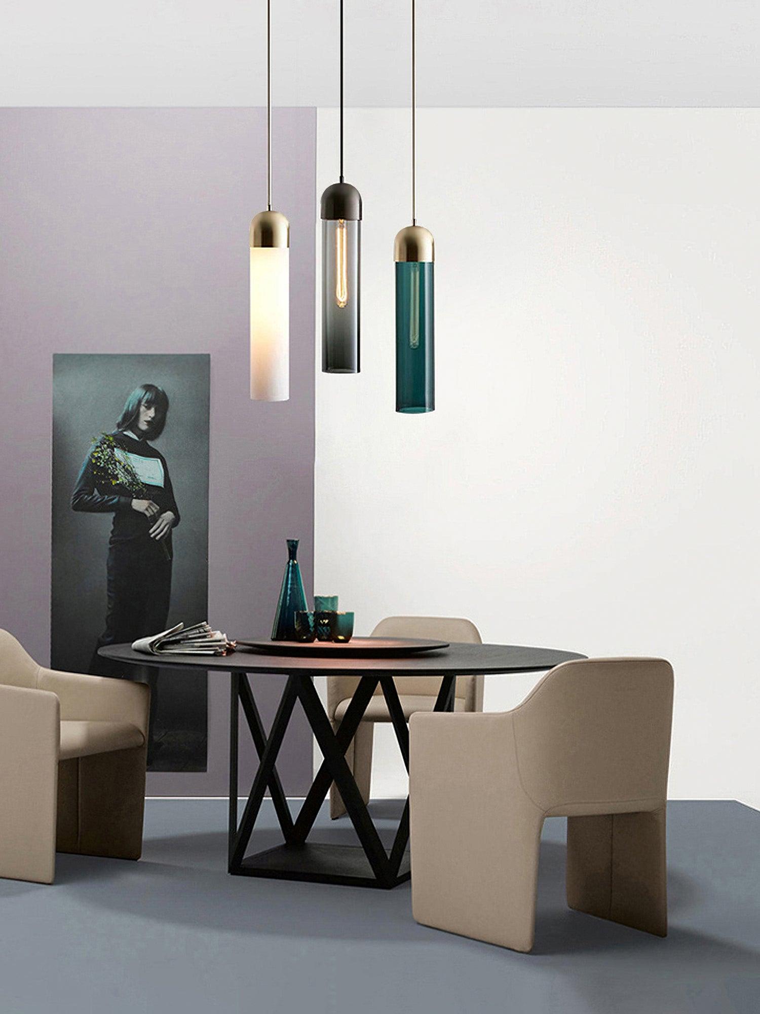 Eurcara Modern Minimalist Cylindrical Shape Glass Pendant Light