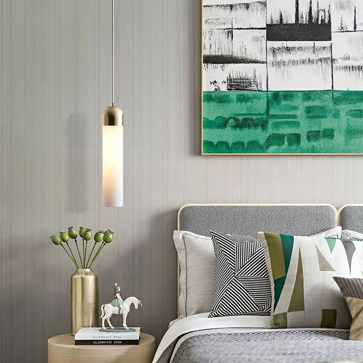 Eurcara Modern Minimalist Cylindrical Shape Glass Pendant Light