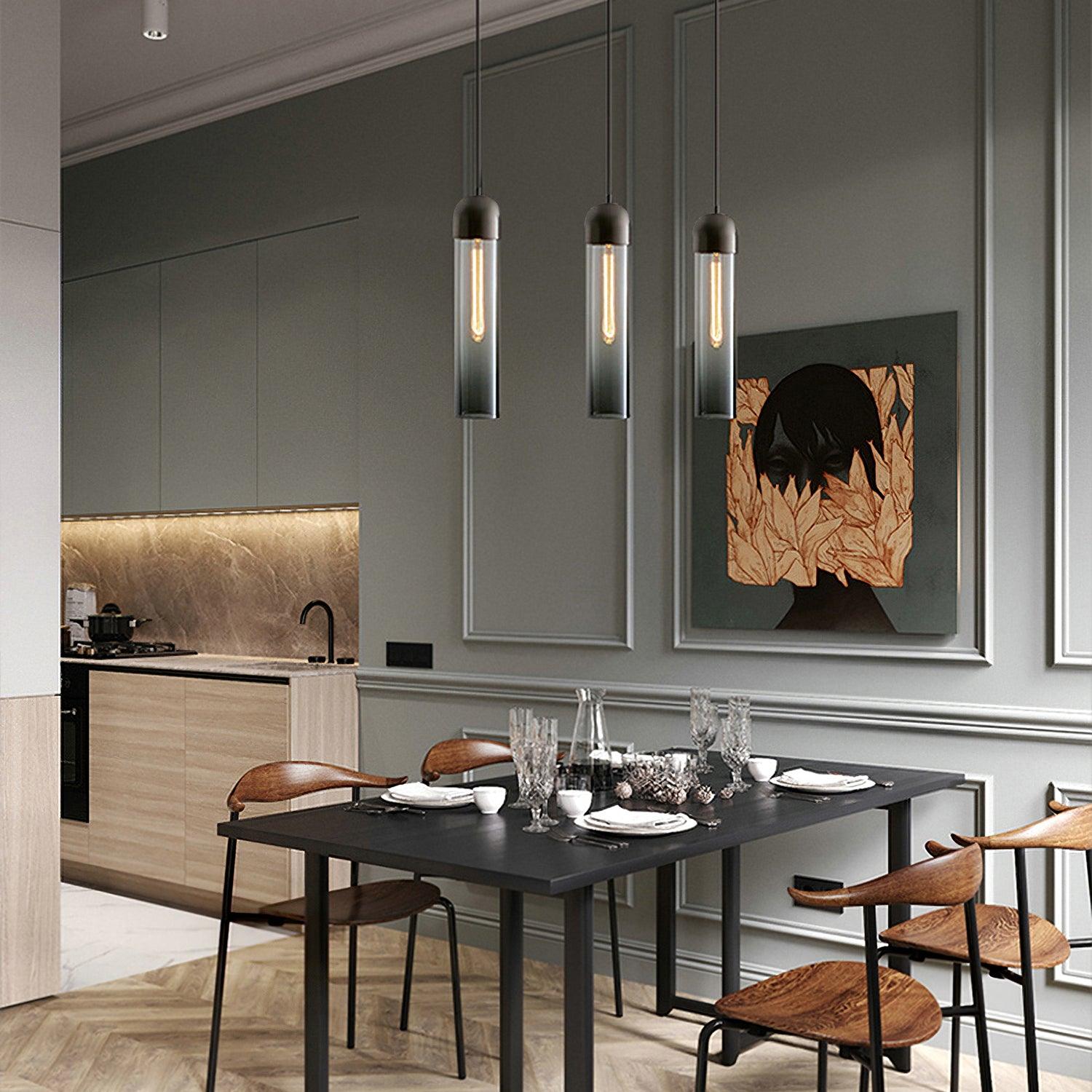 Eurcara Modern Minimalist Cylindrical Shape Glass Pendant Light