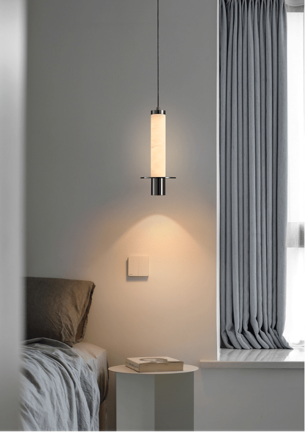 Eirenelia Slim Alabaster Cylindrical Pendant Lamp
