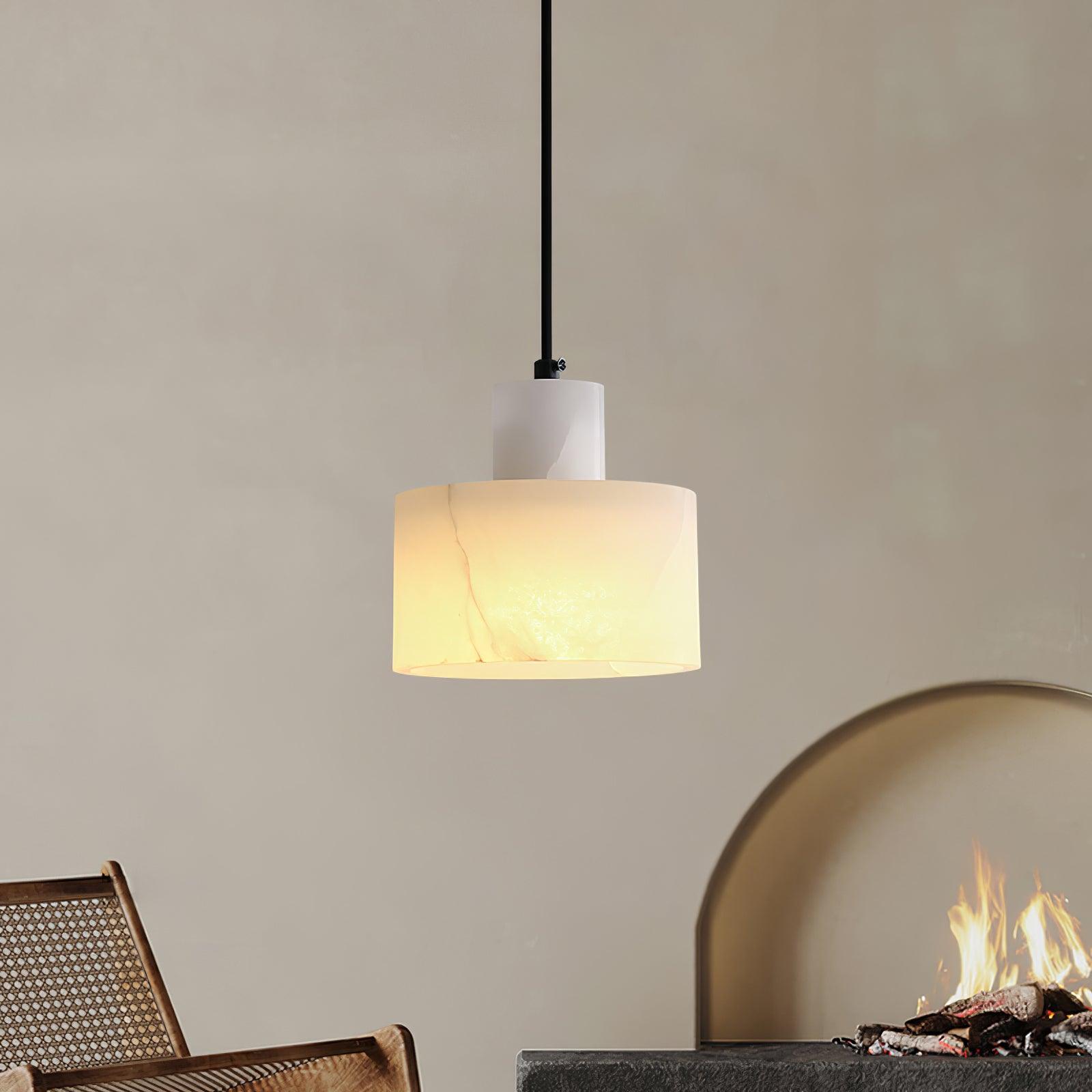 Alabaster  Pendant Lgiht Dual Cylindrical