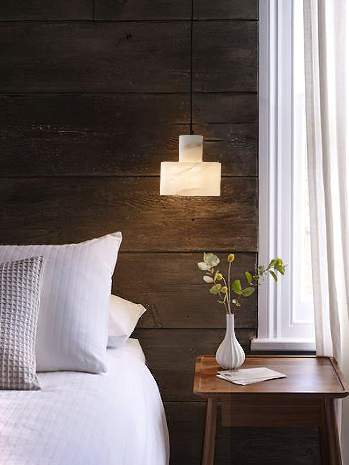 Alabaster  Pendant Lgiht Dual Cylindrical