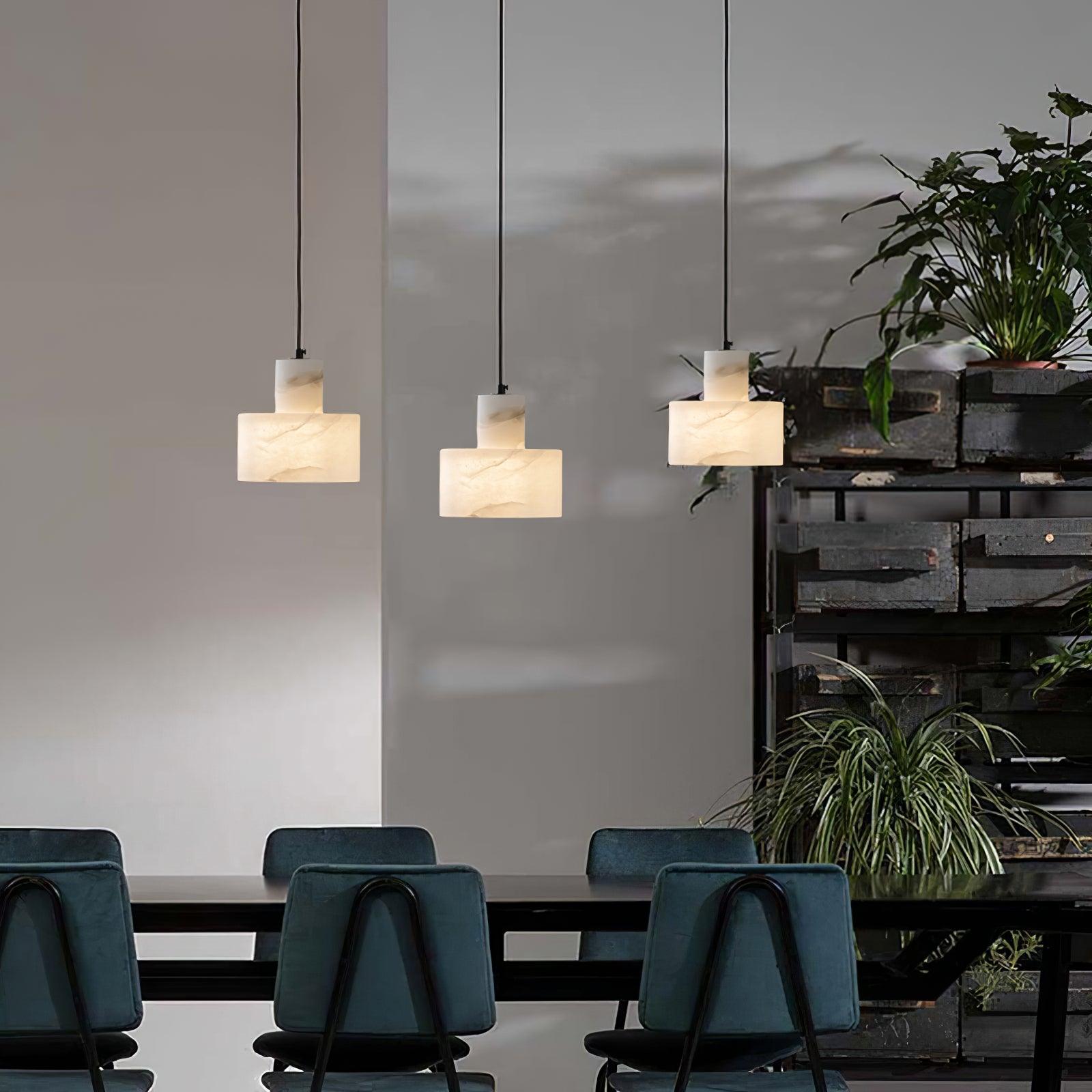 Alabaster  Pendant Lgiht Dual Cylindrical