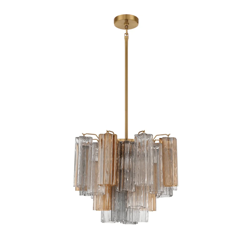 Namo Murano Chandelier Glass Tube Layered Amber