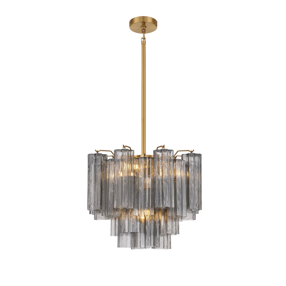 Namo Murano Chandelier Glass Tube Layered Amber