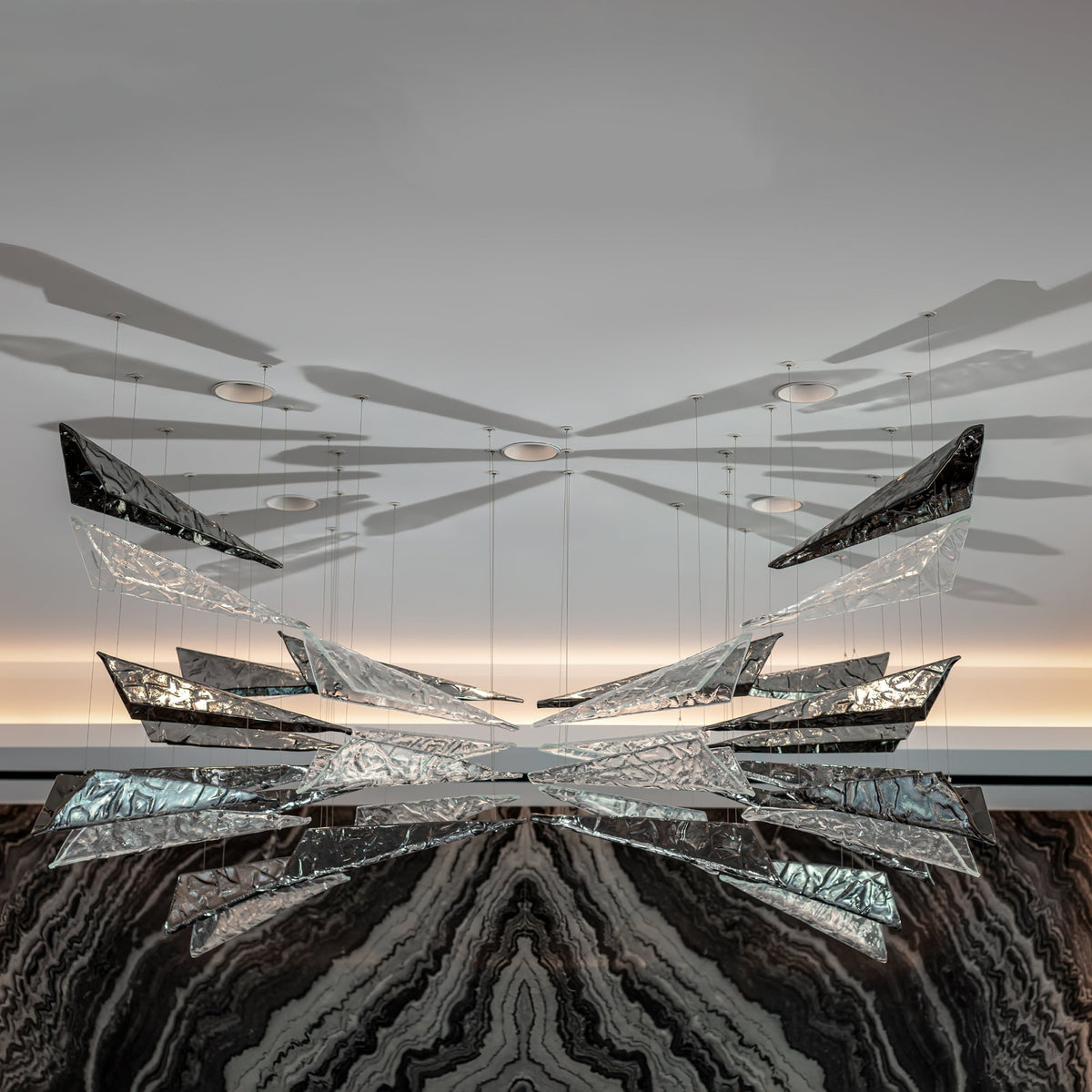 Nyvinia Glass Feather-Shape Chandelier