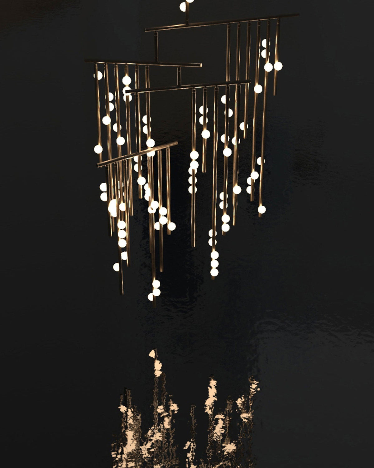 Miraview Brass Glass Drop Chandelier