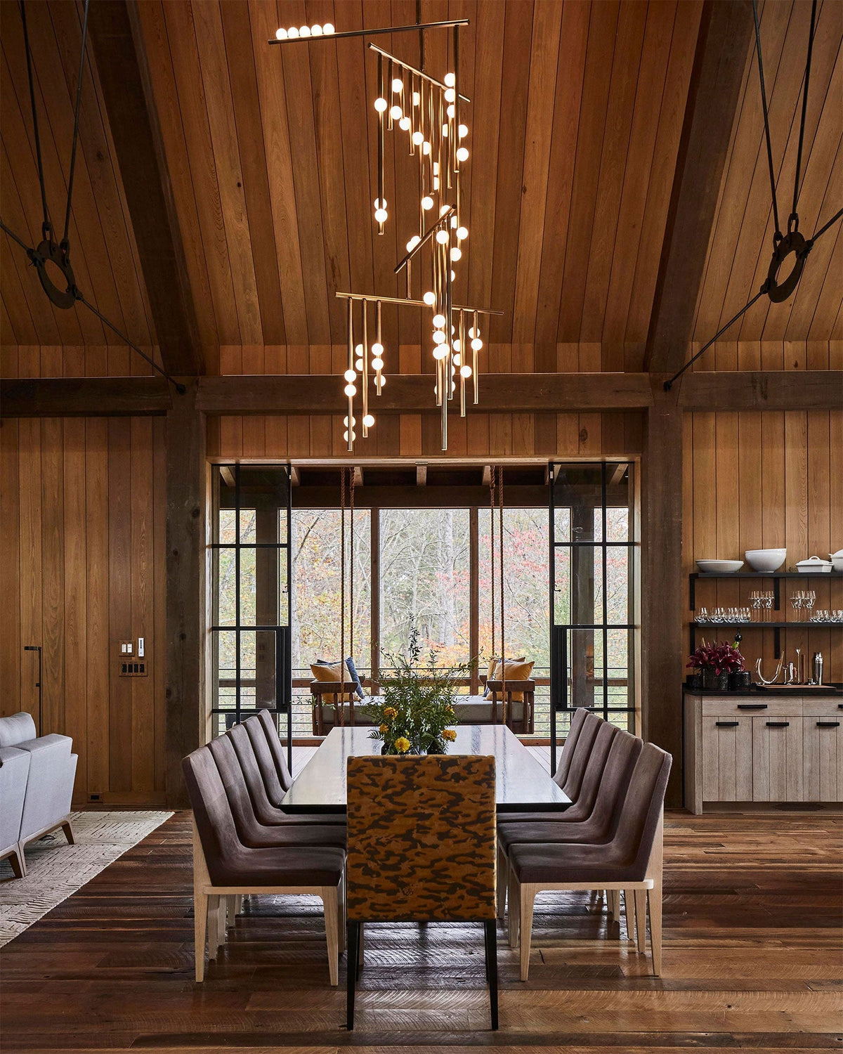 Miraview Brass Glass Drop Chandelier