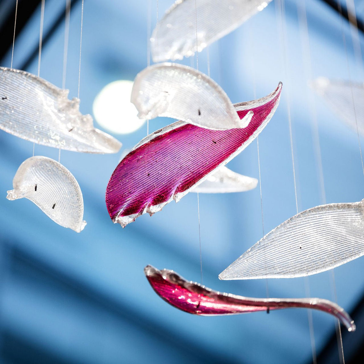 Zathaara Glass Feather Shape  Chandelier