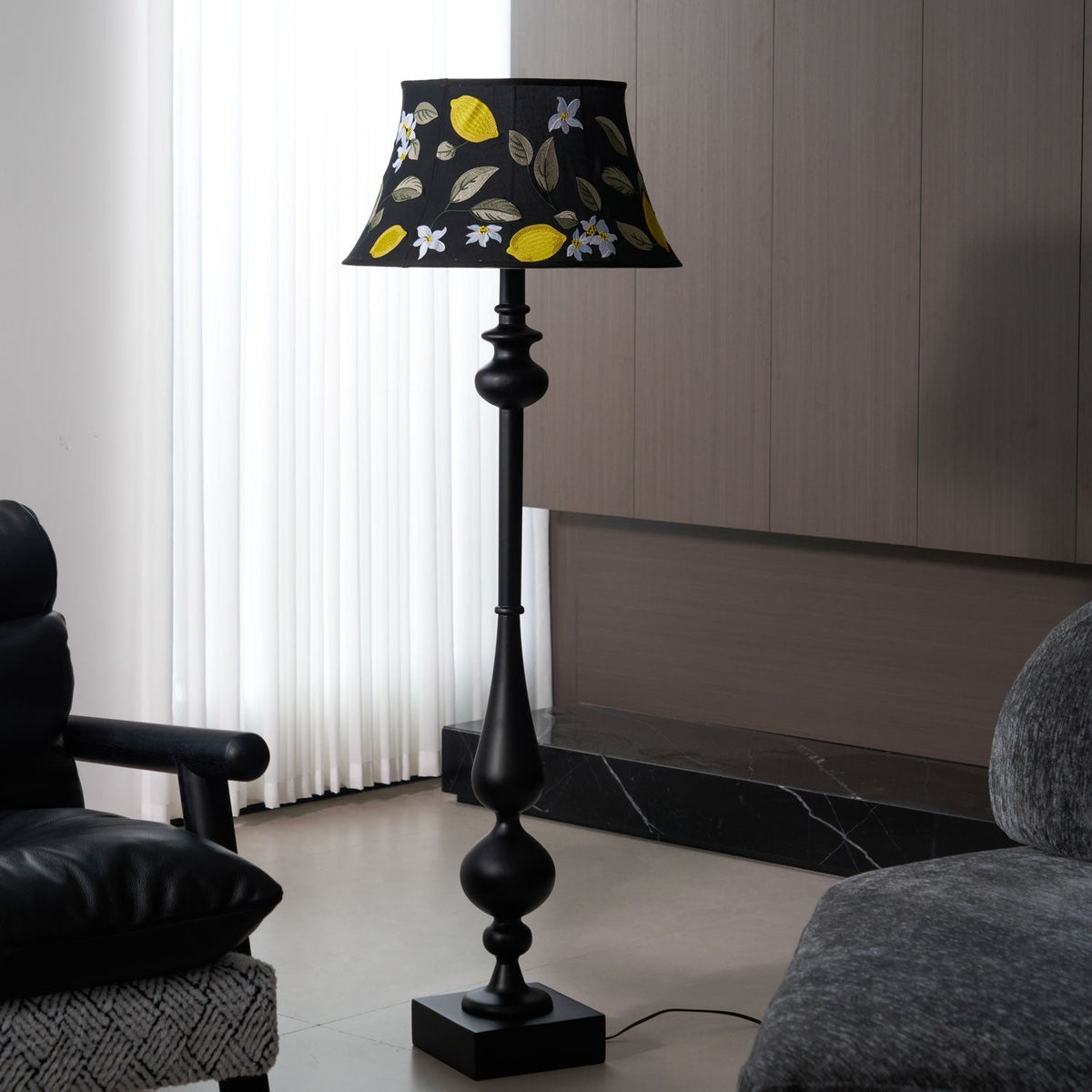 Floren Wood Fabric Classic Floor Lamp