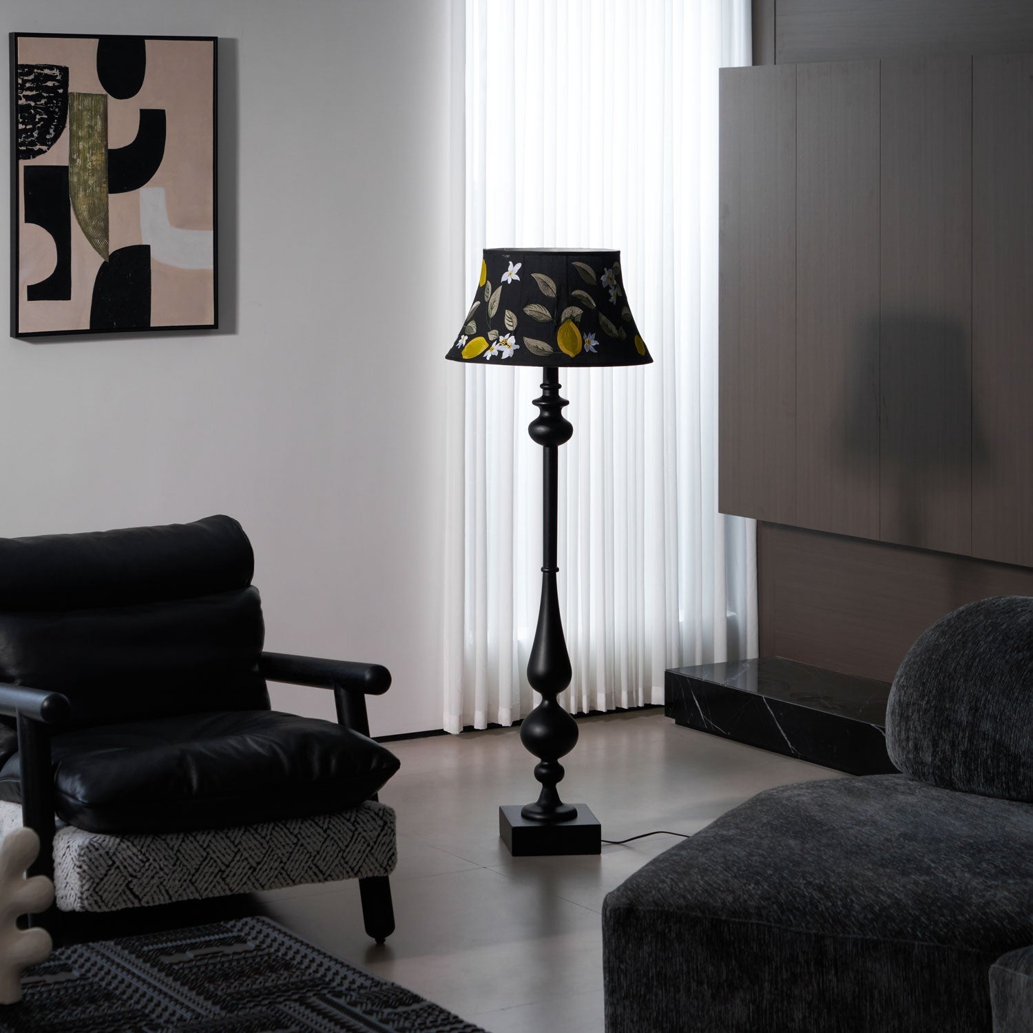Floren Wood Fabric Classic Floor Lamp