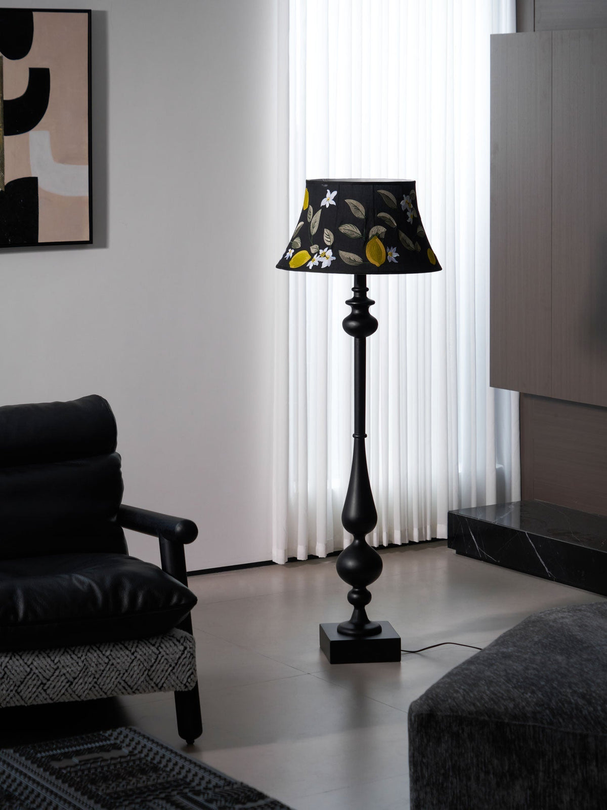 Floren Wood Fabric Classic Floor Lamp