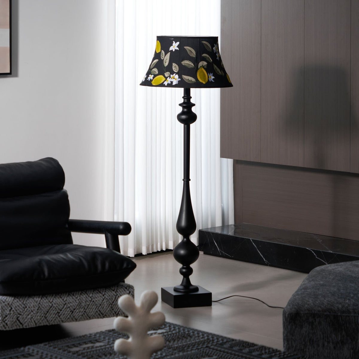Floren Wood Fabric Classic Floor Lamp