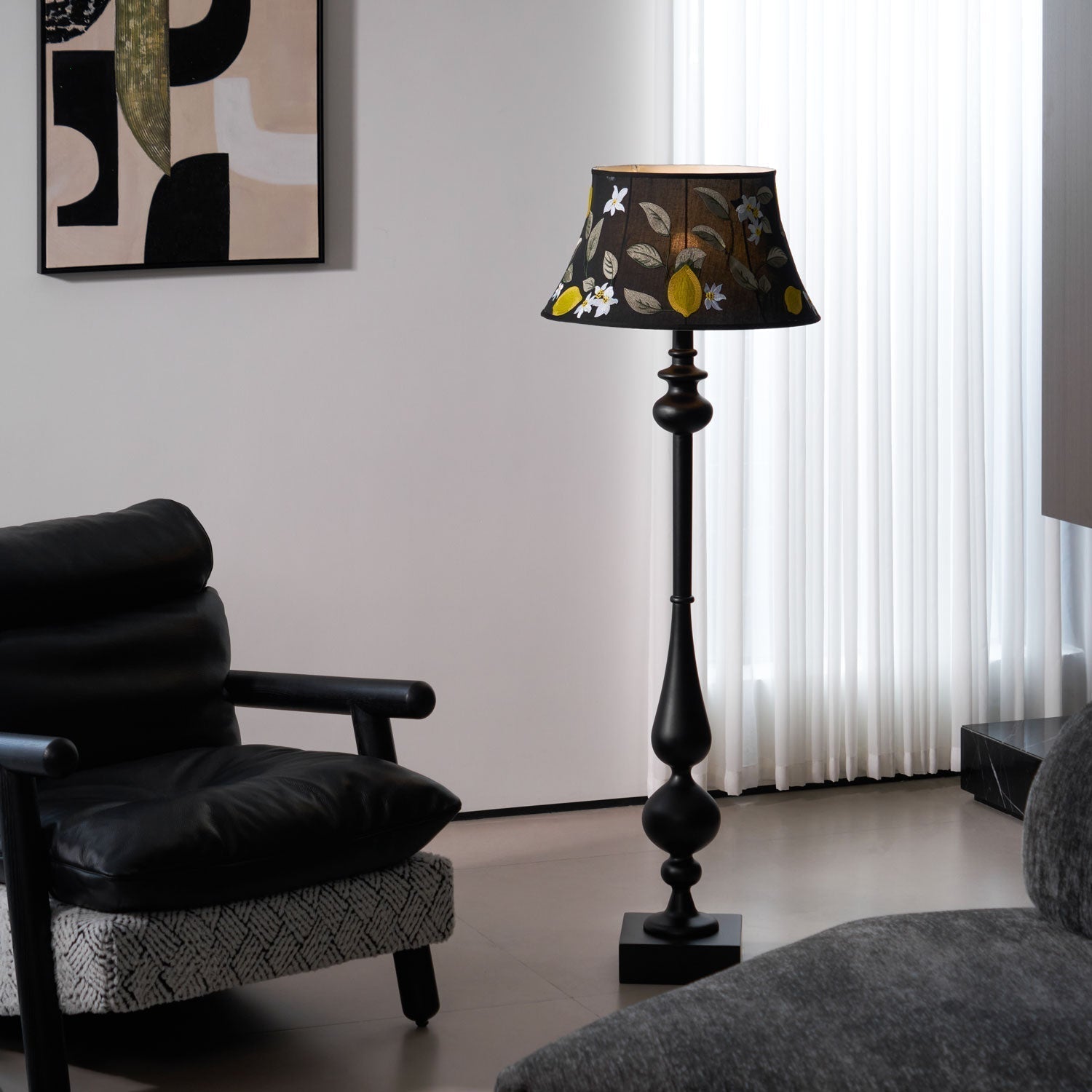 Floren Wood Fabric Classic Floor Lamp
