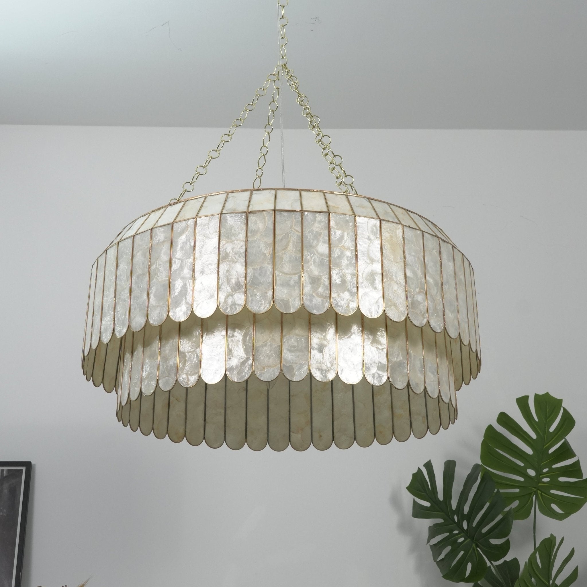 Holz Gold Shell Metal Aurelia Chandelier
