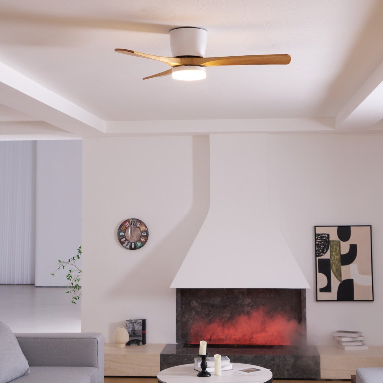 Elena Modern Wood Ceiling Fan Light