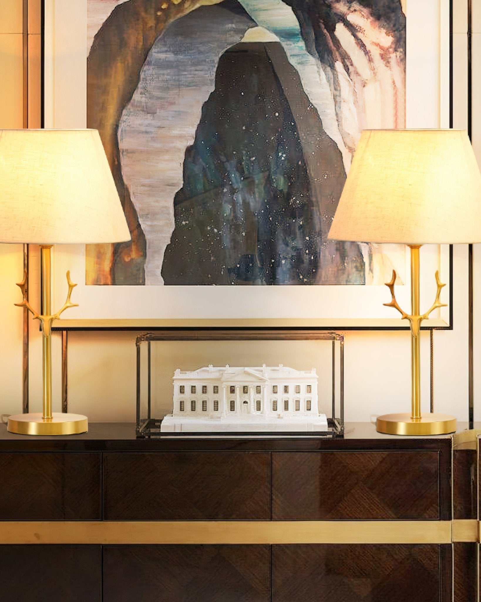 Antler Elegance Brass Table Lamp