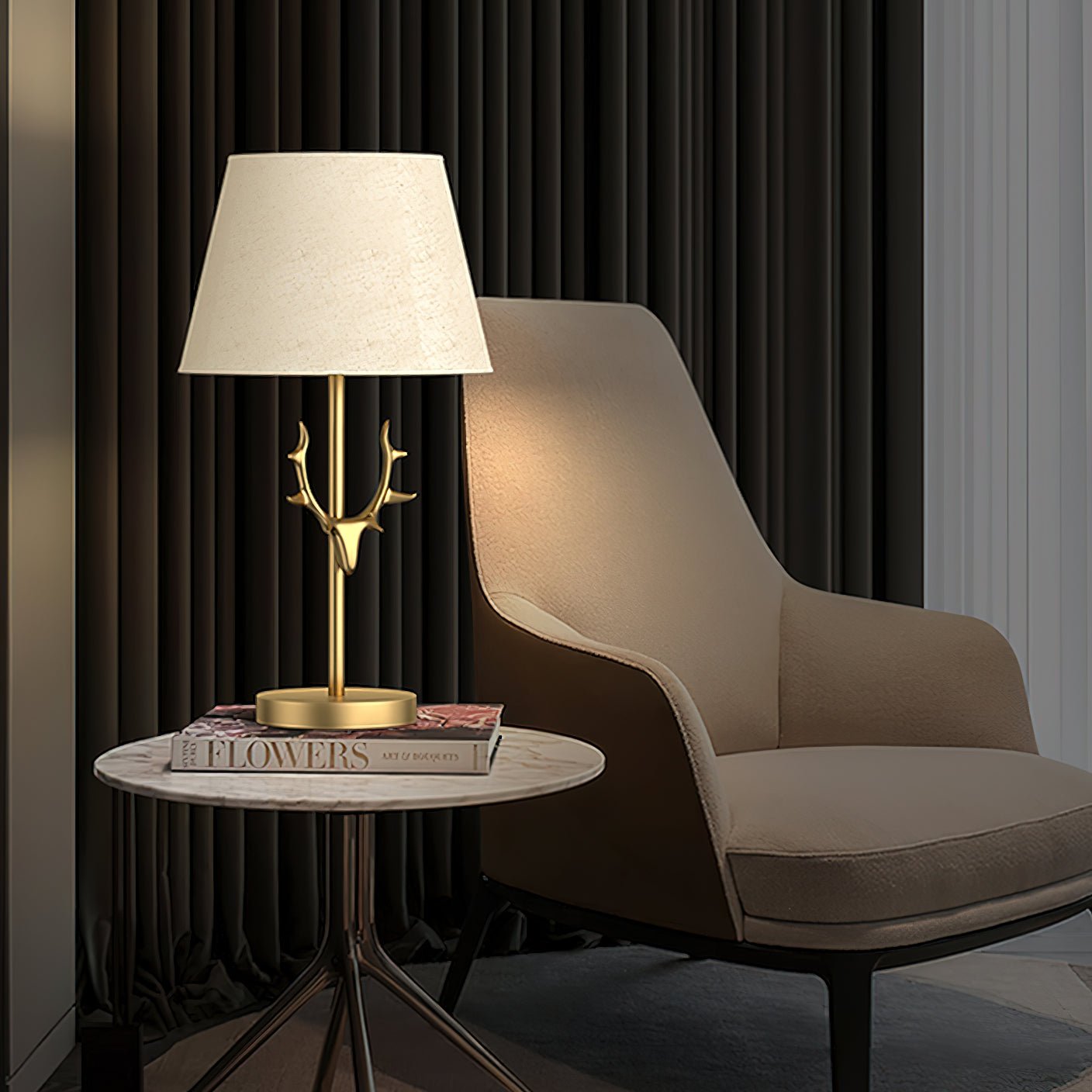 Antler Elegance Brass Table Lamp