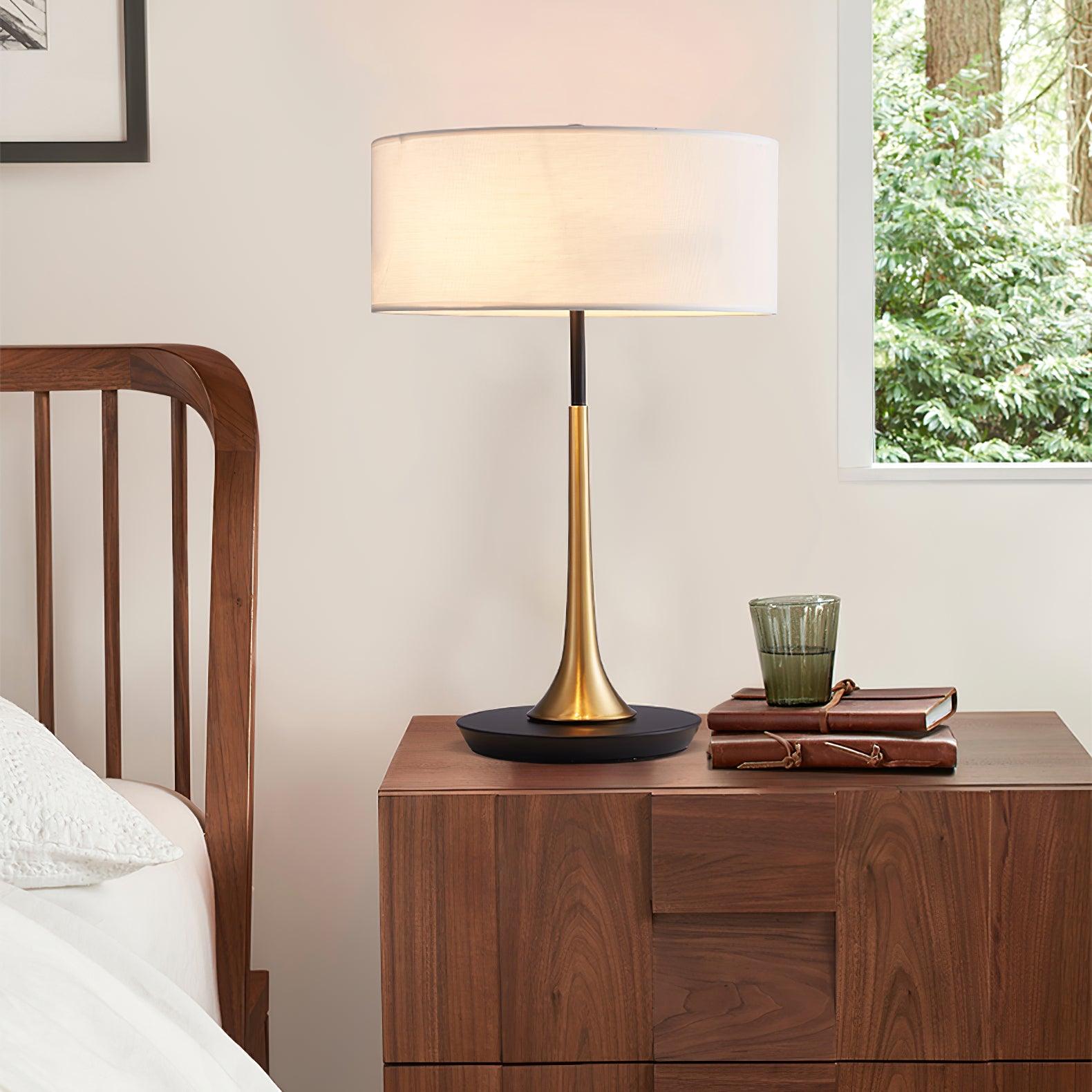 Cepharil Luxe Brass Fabric Desk Lamp