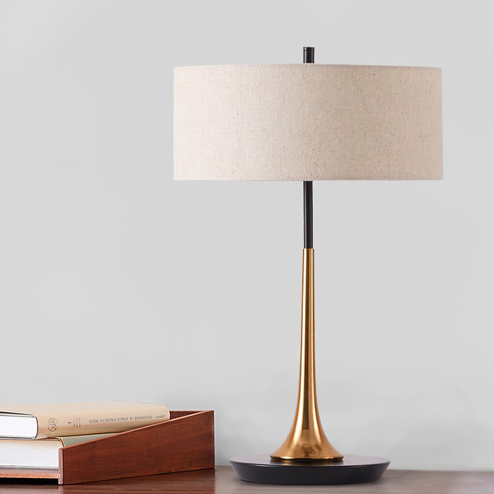 Cepharil Luxe Brass Fabric Desk Lamp